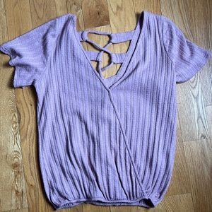 Pink light-weight sweater with awesome back detail!